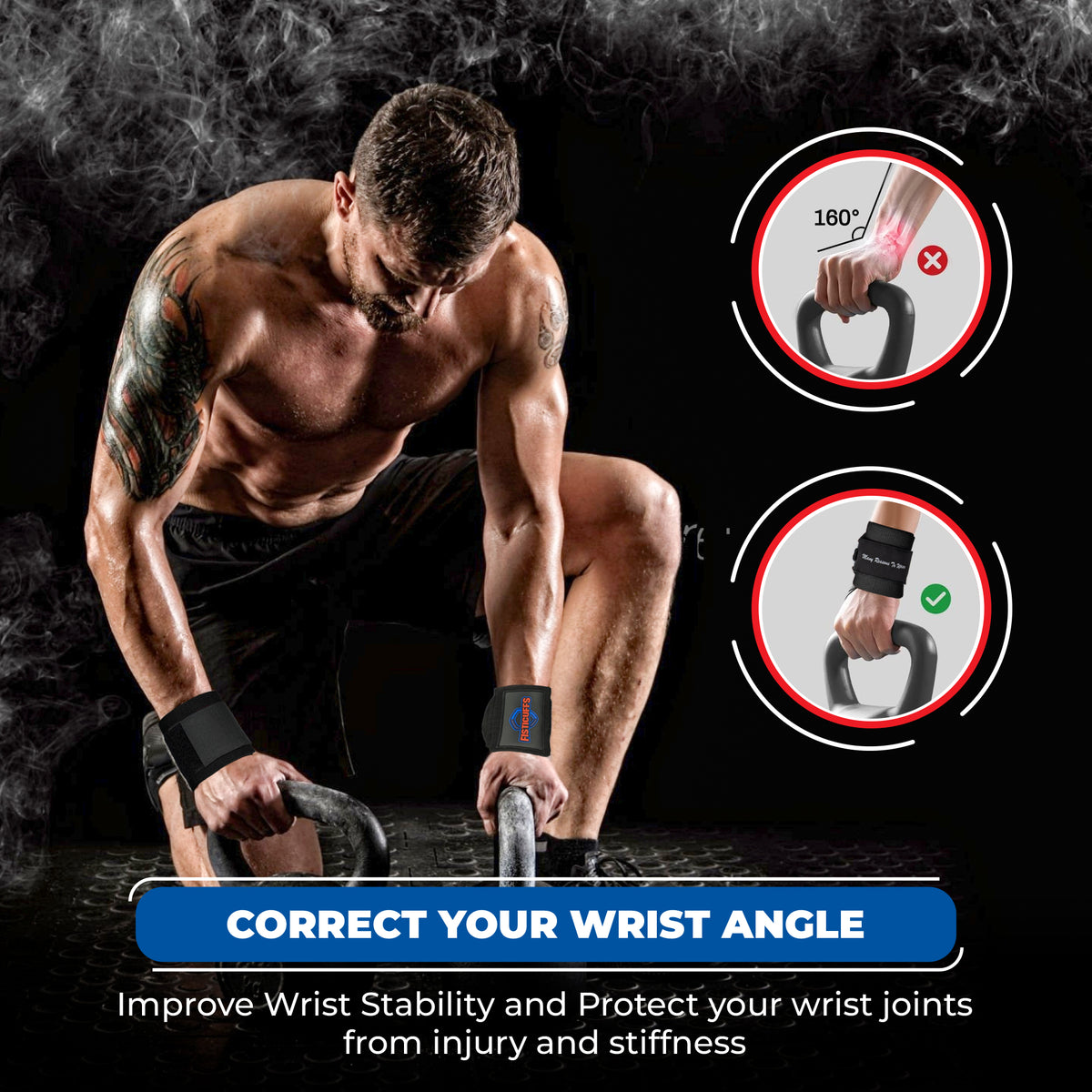 Wrist Straps Gym Straps Pair, Wrist Straps for WeightLifting, Powerlifting & Gym