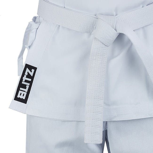 BLITZ KIDS ADULTS STUDENT GI KARATE AIKIDO WHITE UNIFORM FREE WHITE BELT