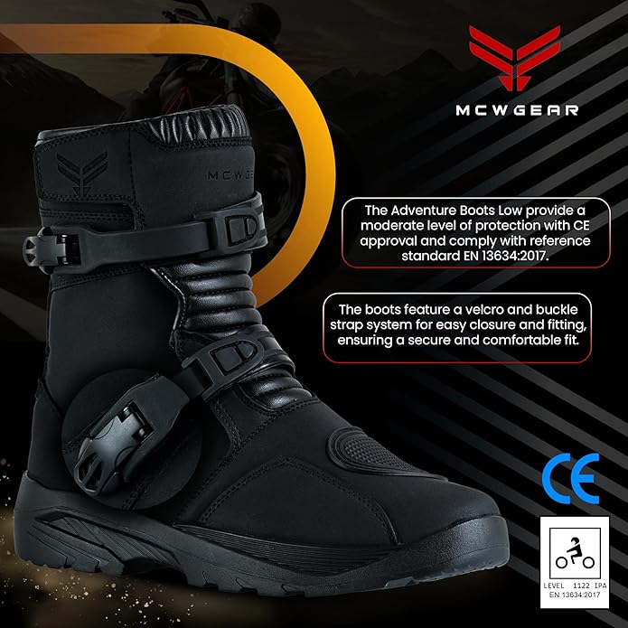 MCW GEAR LEATHER ADVENTURE 2 WATER RESISTANT MOTORCYCLE MOTORBIKE CHUNKER BOOTS