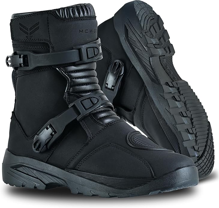 MCW GEAR LEATHER ADVENTURE 2 WATER RESISTANT MOTORCYCLE MOTORBIKE CHUNKER BOOTS