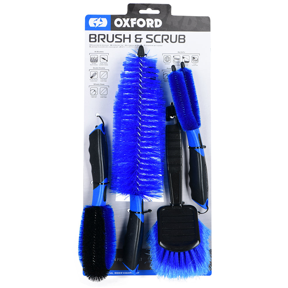 OXFORD BRUSH & SCRUB SET MOTORCYCLE & BIKE CLEANING BRUSHES KIT 4PC | BIKE GIFTS