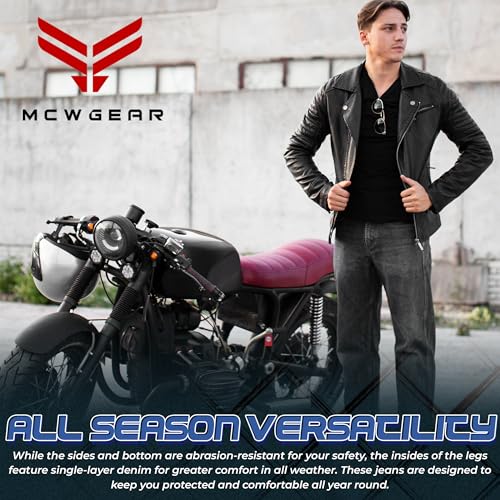 MCW GEAR STRETCH MOTORCYCLE JEANS - UKCA CE AA RATED MEN'S ARMOUR DENIM JEANS