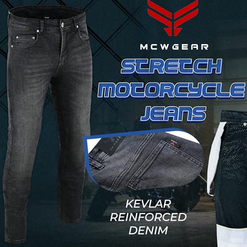 MCW GEAR STRETCH MOTORCYCLE JEANS - UKCA CE AA RATED MEN'S ARMOUR DENIM JEANS