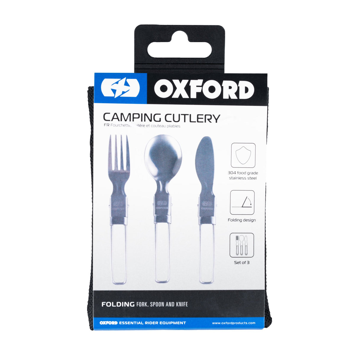 OXFORD MOTORBIKE MOTORCYCLE HIKING CAMPING STAINLESS STEEL FOLDING CUTLERY SET