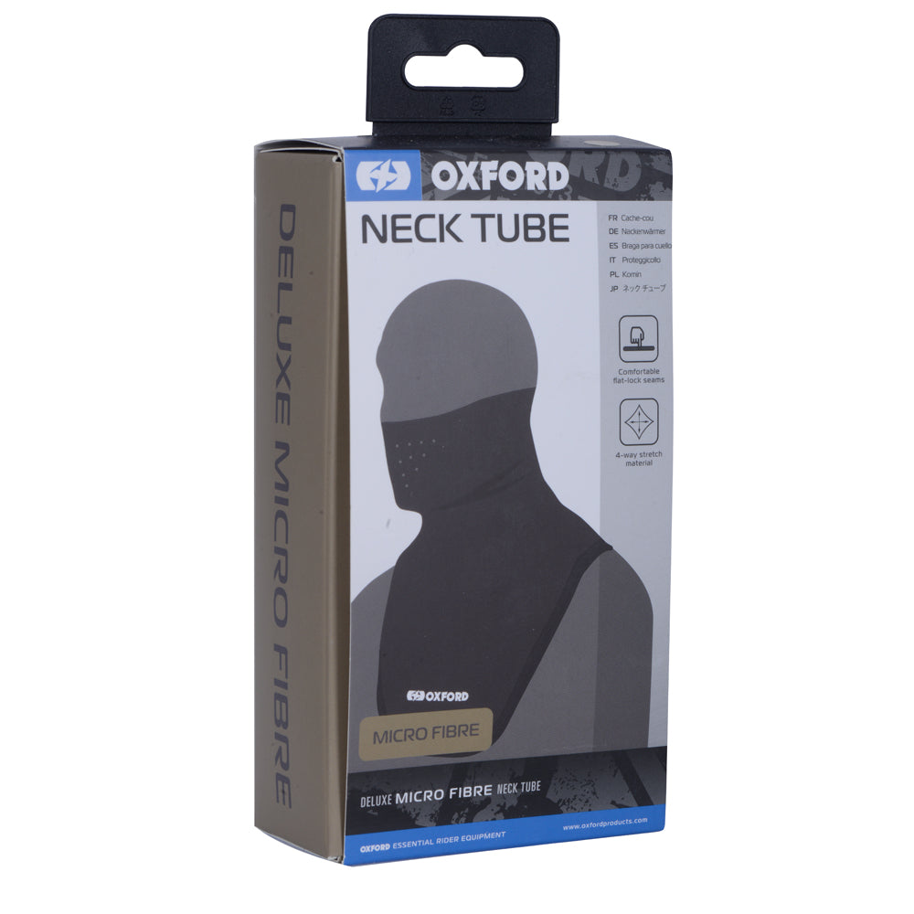 OXFORD DELUXE NECK TUBE MICRO FIBRE FLEECE WARMER MOTORBIKE MOTORCYCLE BLACK