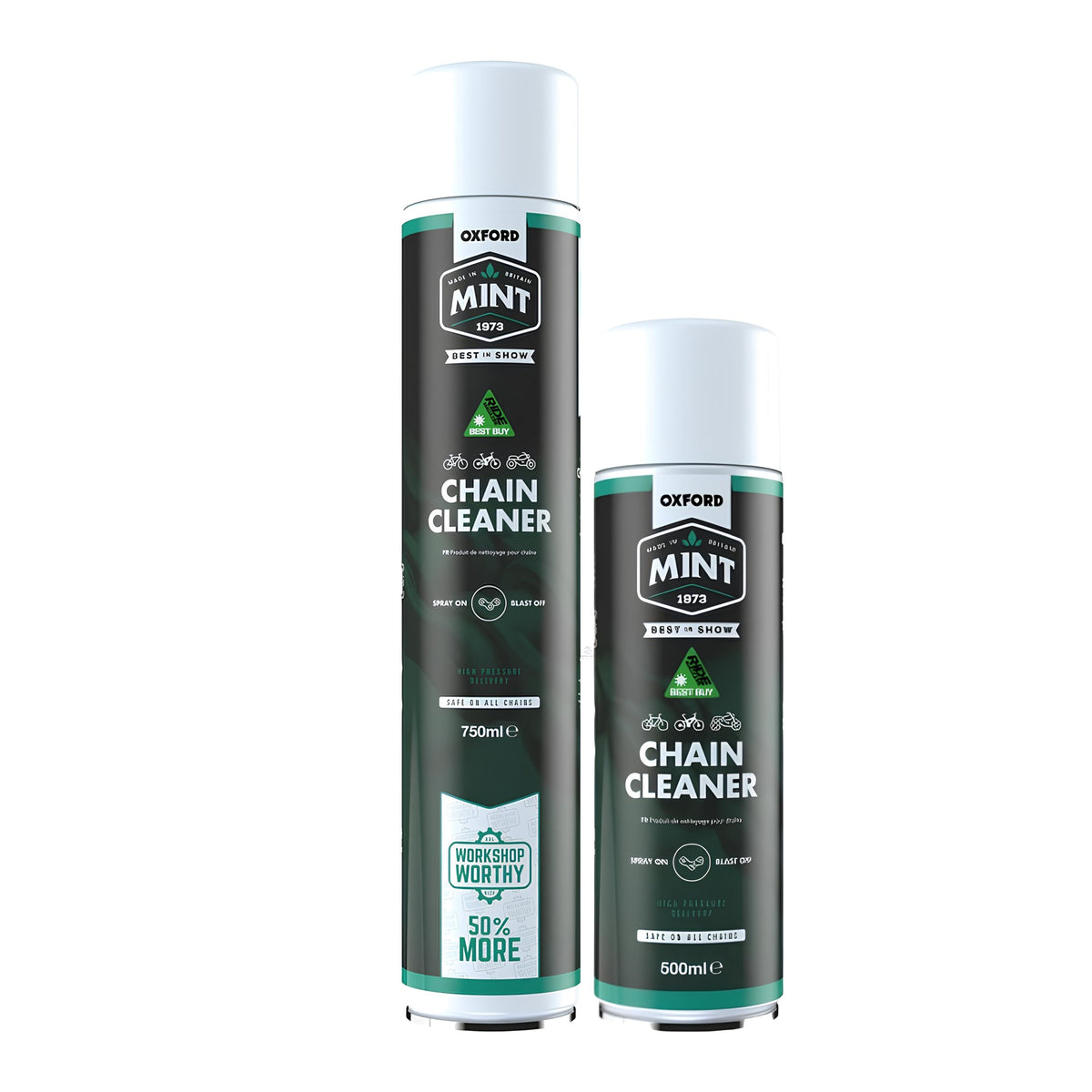 OXFORD MINT CYCLE MOTORBIKE MOTORCYCLE CHAIN CLEANING SPRAY 500ML 750ML