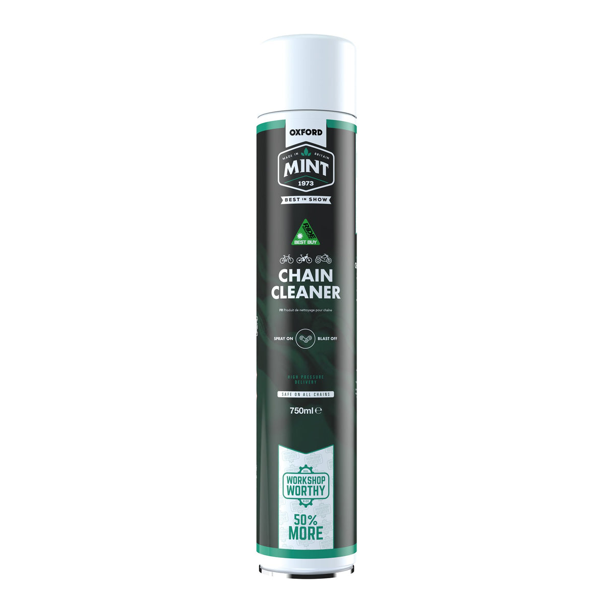 OXFORD MINT CYCLE MOTORBIKE MOTORCYCLE CHAIN CLEANING SPRAY 500ML 750ML