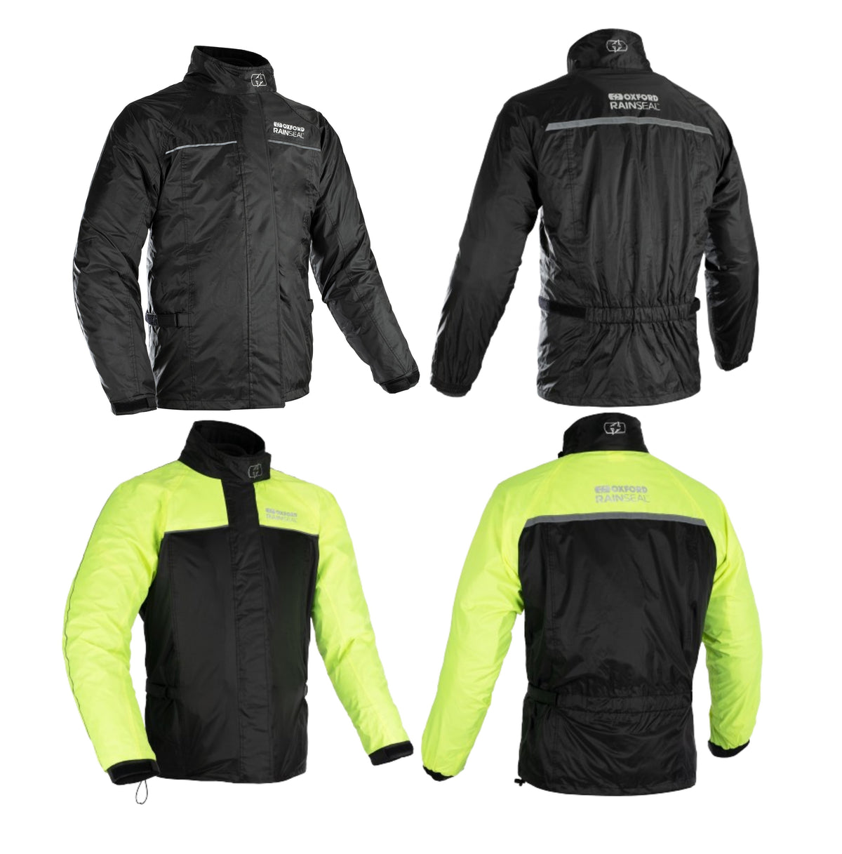 OXFORD RAINSEAL WATERPROOF MOTORCYCLE MOTORBIKE BLACK FLUORESCENT OVER JACKET