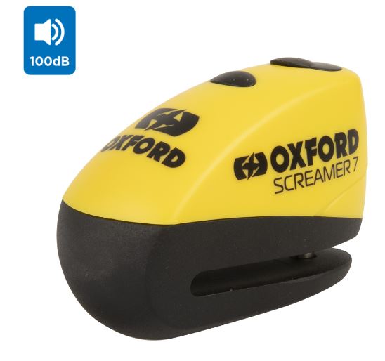 Oxford Screamer7 Motorcycle Motorbike Alarm Disc Lock Yellow Black