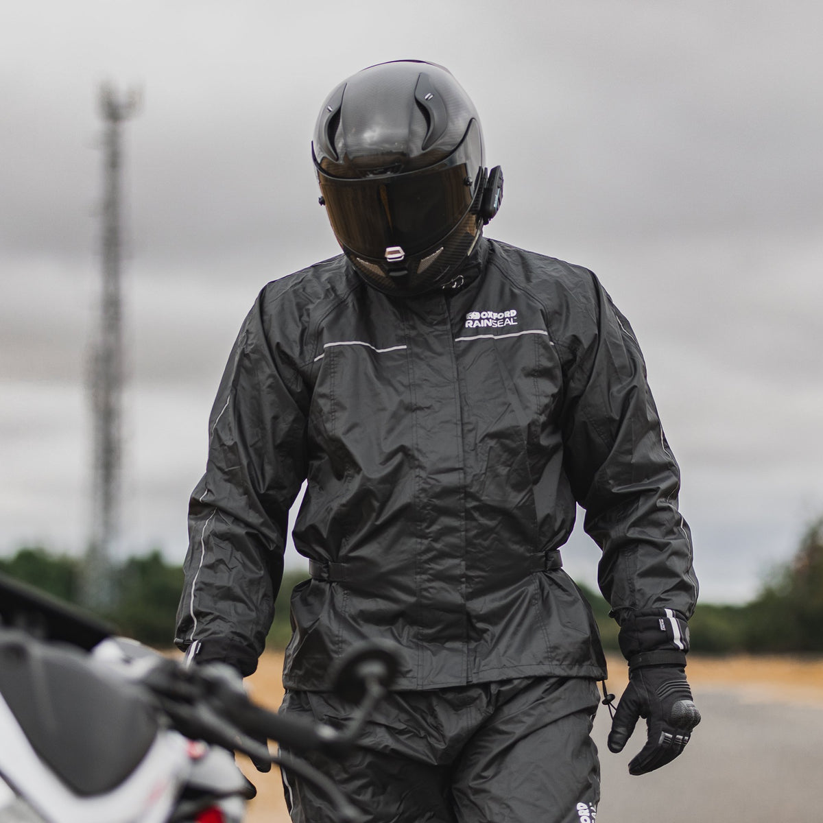 OXFORD RAINSEAL WATERPROOF MOTORCYCLE MOTORBIKE BLACK FLUORESCENT OVER JACKET