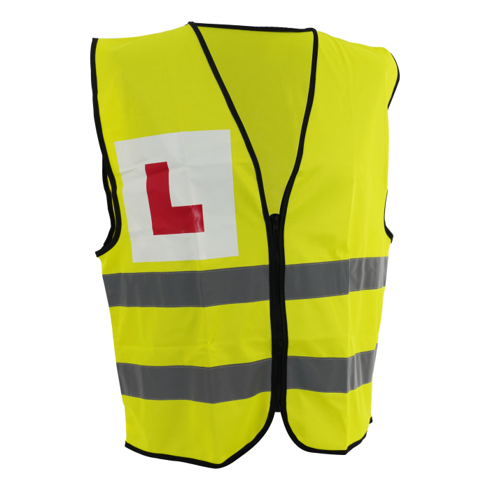 BRIGHT GILETL L PLATE VEST MOTORBIKE MOTORCYCLE CE HI VIZ SAFETY VEHICLE LEARNER