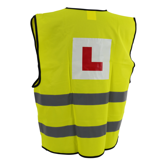 BRIGHT GILETL L PLATE VEST MOTORBIKE MOTORCYCLE CE HI VIZ SAFETY VEHICLE LEARNER