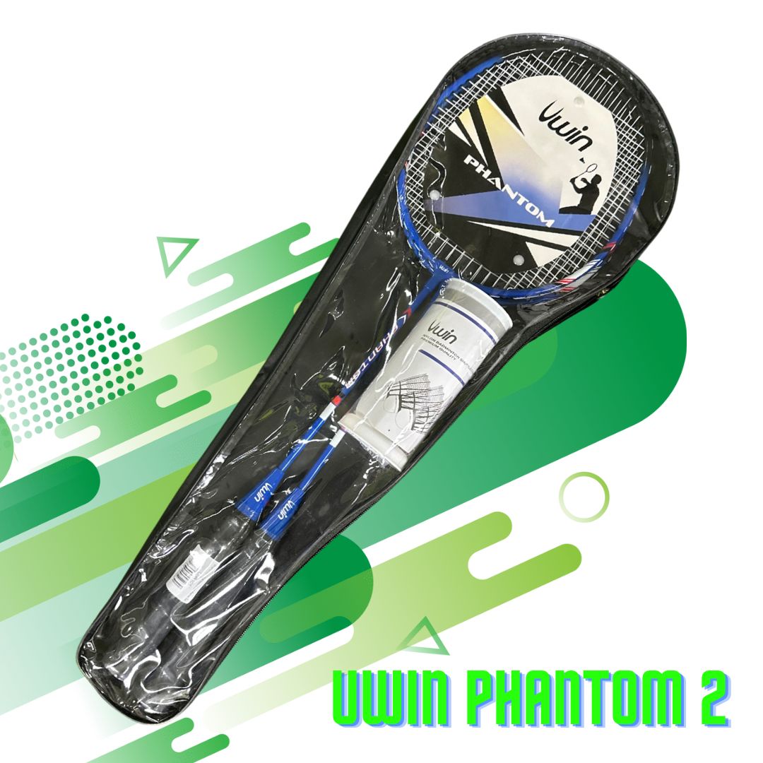 Uwin Badminton Phantom 2 Player Racket Set 3x shuttlecock 2x Badminton Racket's