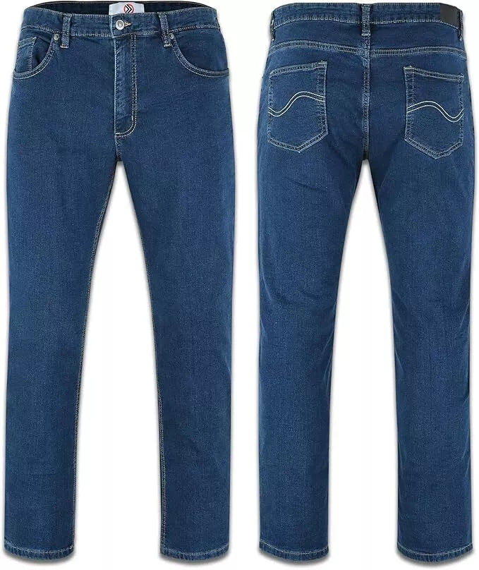 Winter Warm Mens Denim Pants Jeans Fleece Stretch Thick Straight Trousers