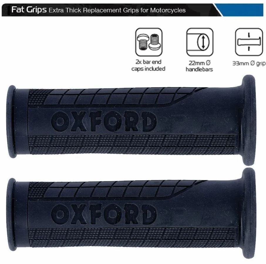 OXFORD FAT BIKE HANDLEBAR GRIPS 33MM X119MM SCOOTER MOTORBIKE MOTORCYCLE GRIPS