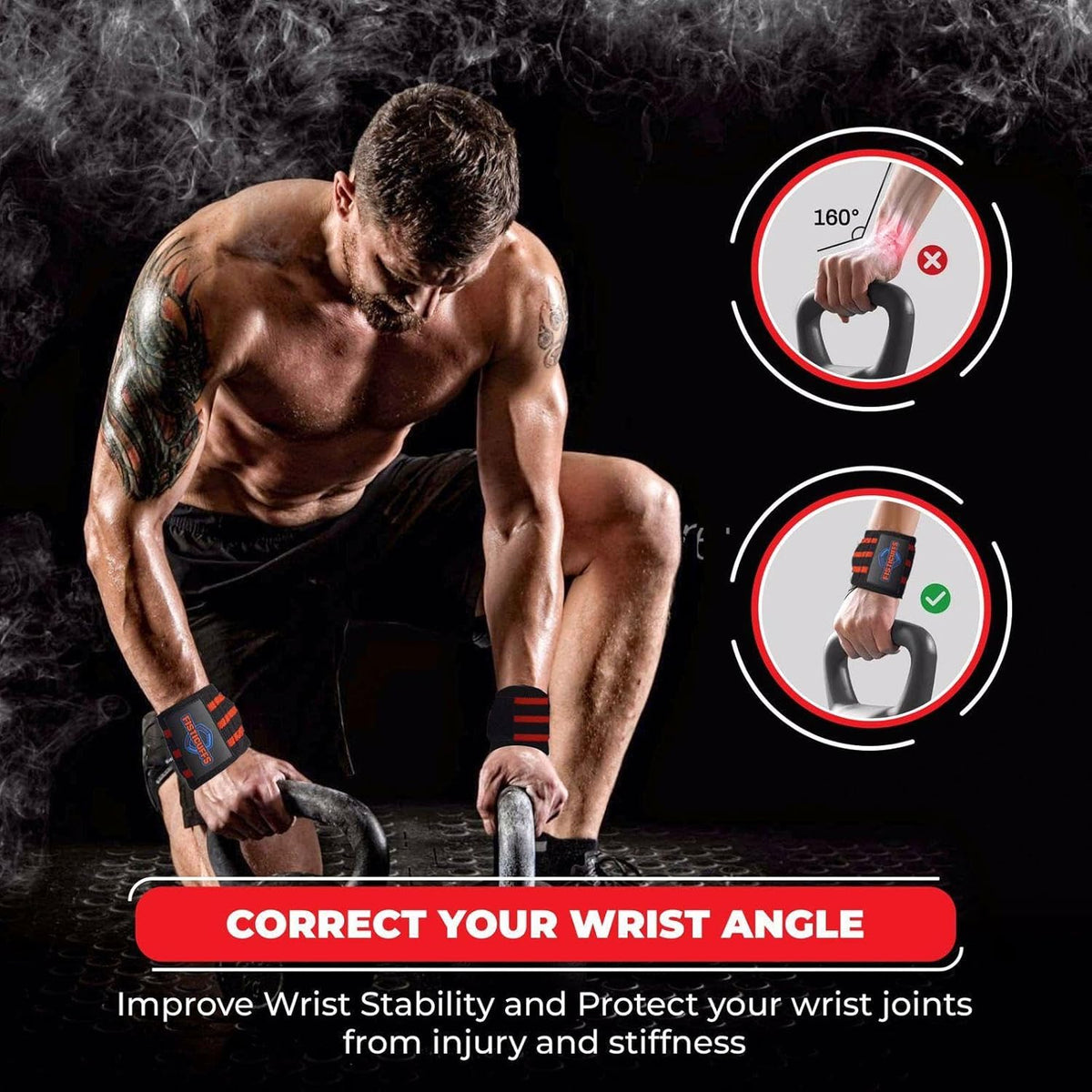 Wrist Straps Gym Straps Pair, Wrist Straps for WeightLifting, Powerlifting & Gym