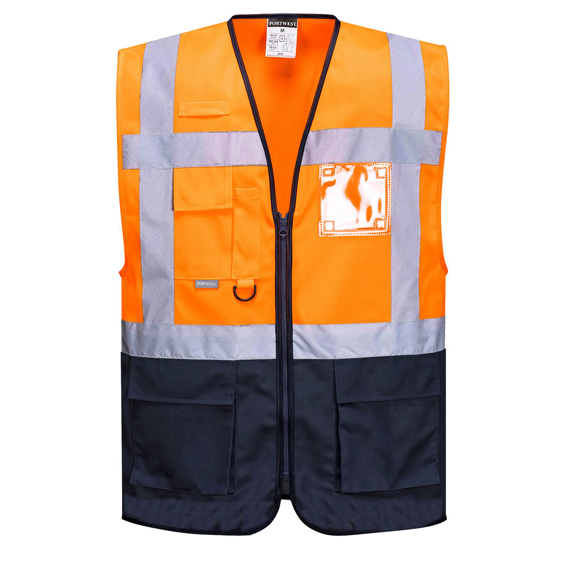 PORTWEST Warsaw Executive Vest Hi Vis Safety Waistcoat Zip ID Holder C476 - Hamtons Direct