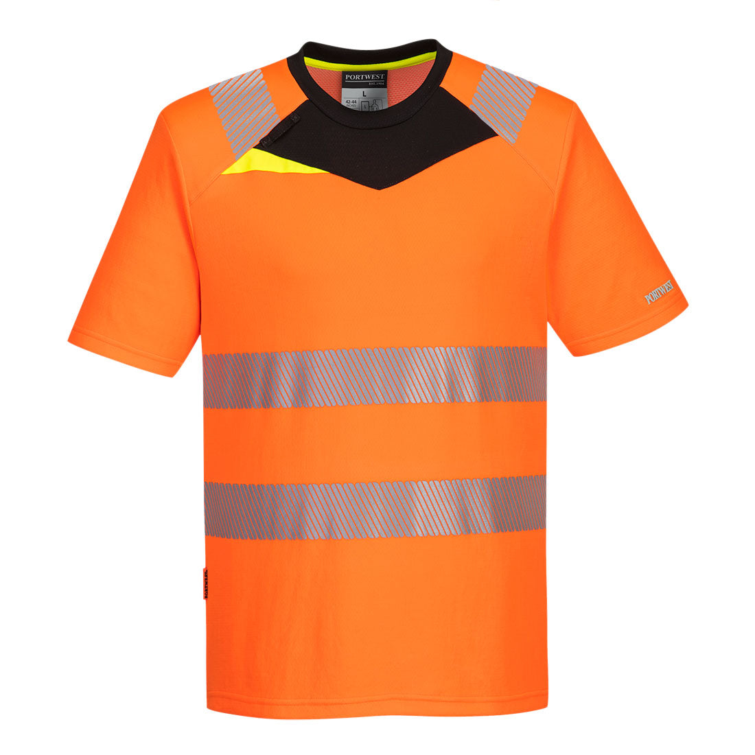 Men's Workwear Hi Vis T-Shirt Reflective High Viz Tee Fluorescent Wicking - Hamtons Direct