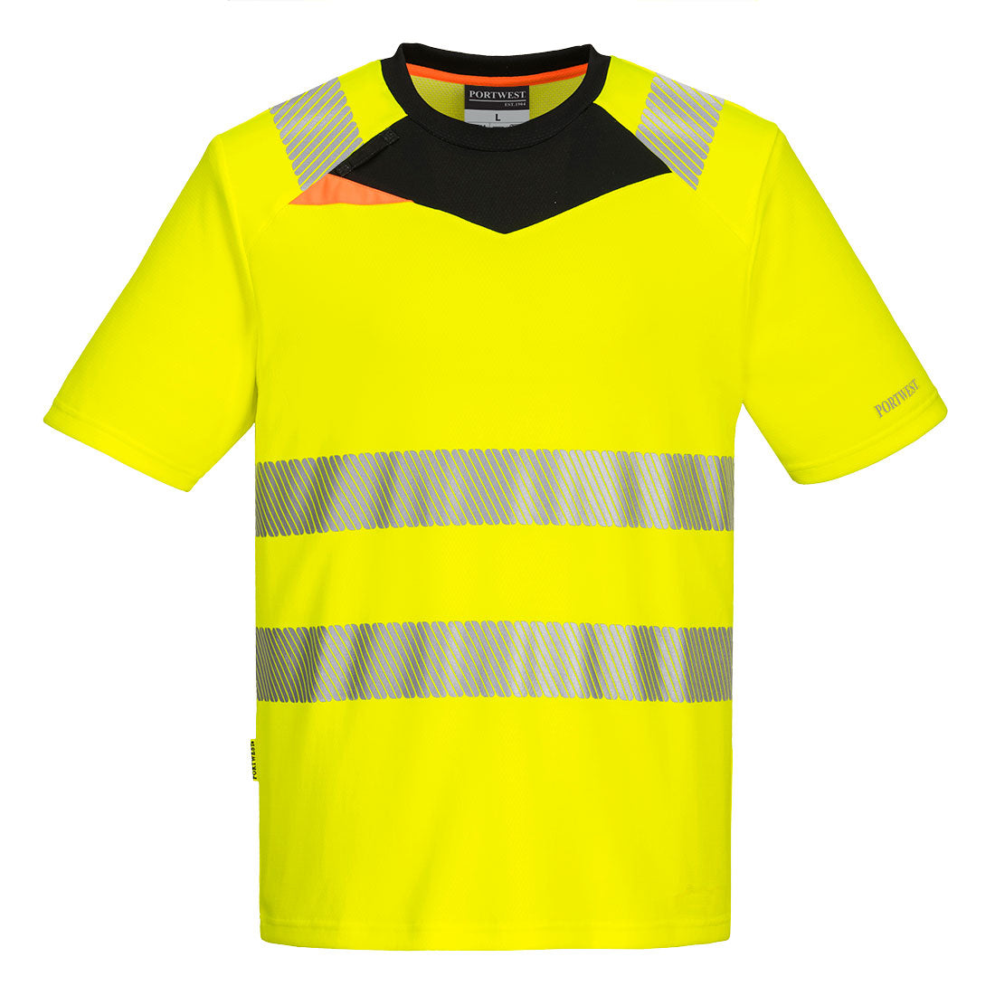 Men's Workwear Hi Vis T-Shirt Reflective High Viz Tee Fluorescent Wicking - Hamtons Direct