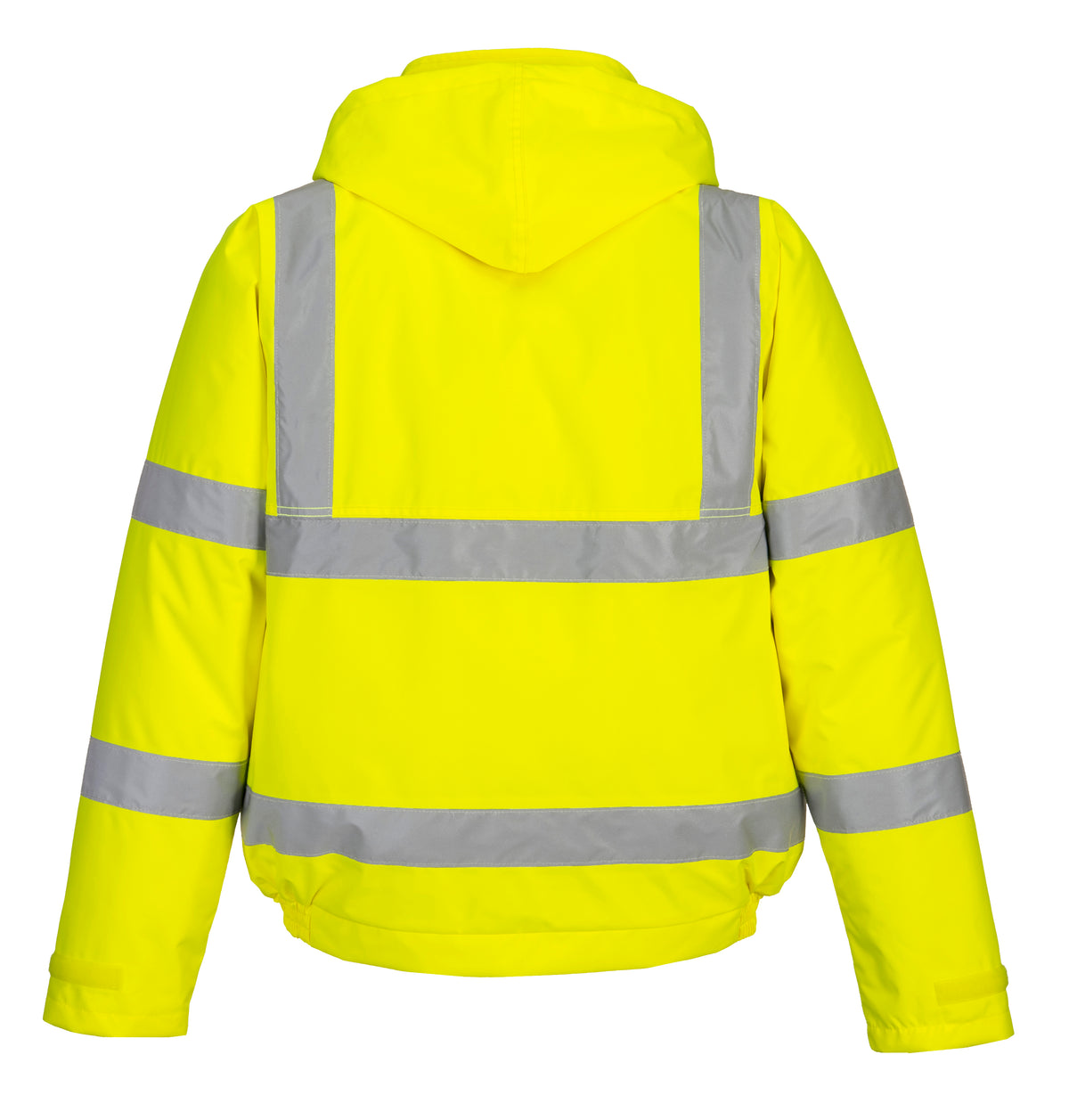 Mens Hi Vis Viz Bomber Workwear Water Resistant Jacket Lined Padded Hood Safety - Hamtons Direct