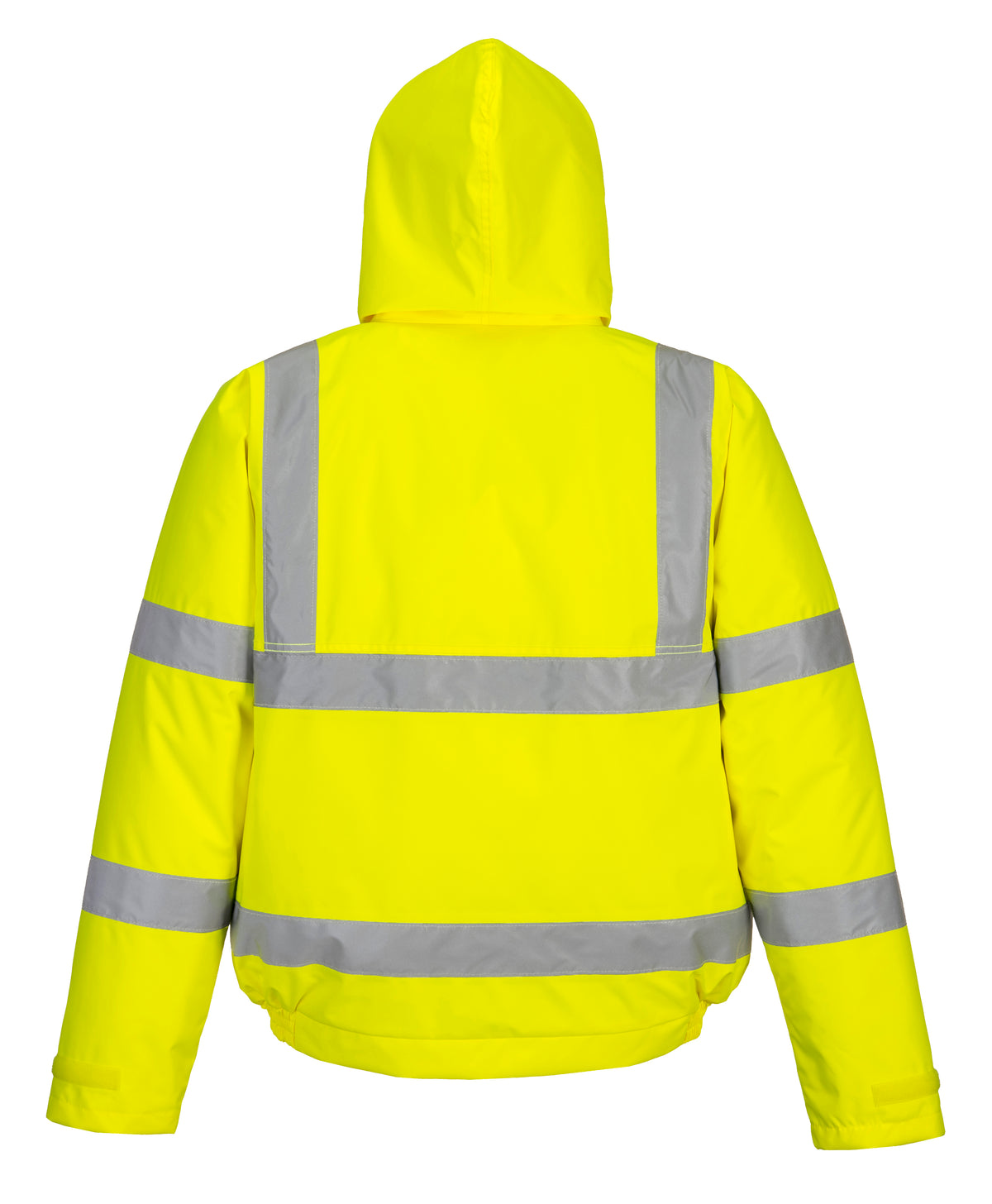 Mens Hi Vis Viz Bomber Workwear Water Resistant Jacket Lined Padded Hood Safety - Hamtons Direct