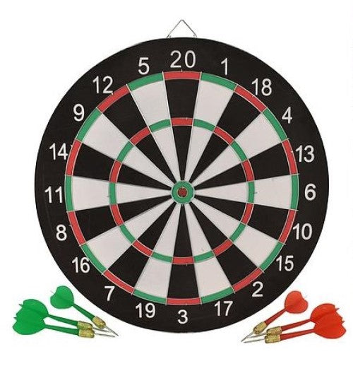 M.Y 17" Double Sided Dart Board and 6 Darts Beginners Set - Hamtons Direct