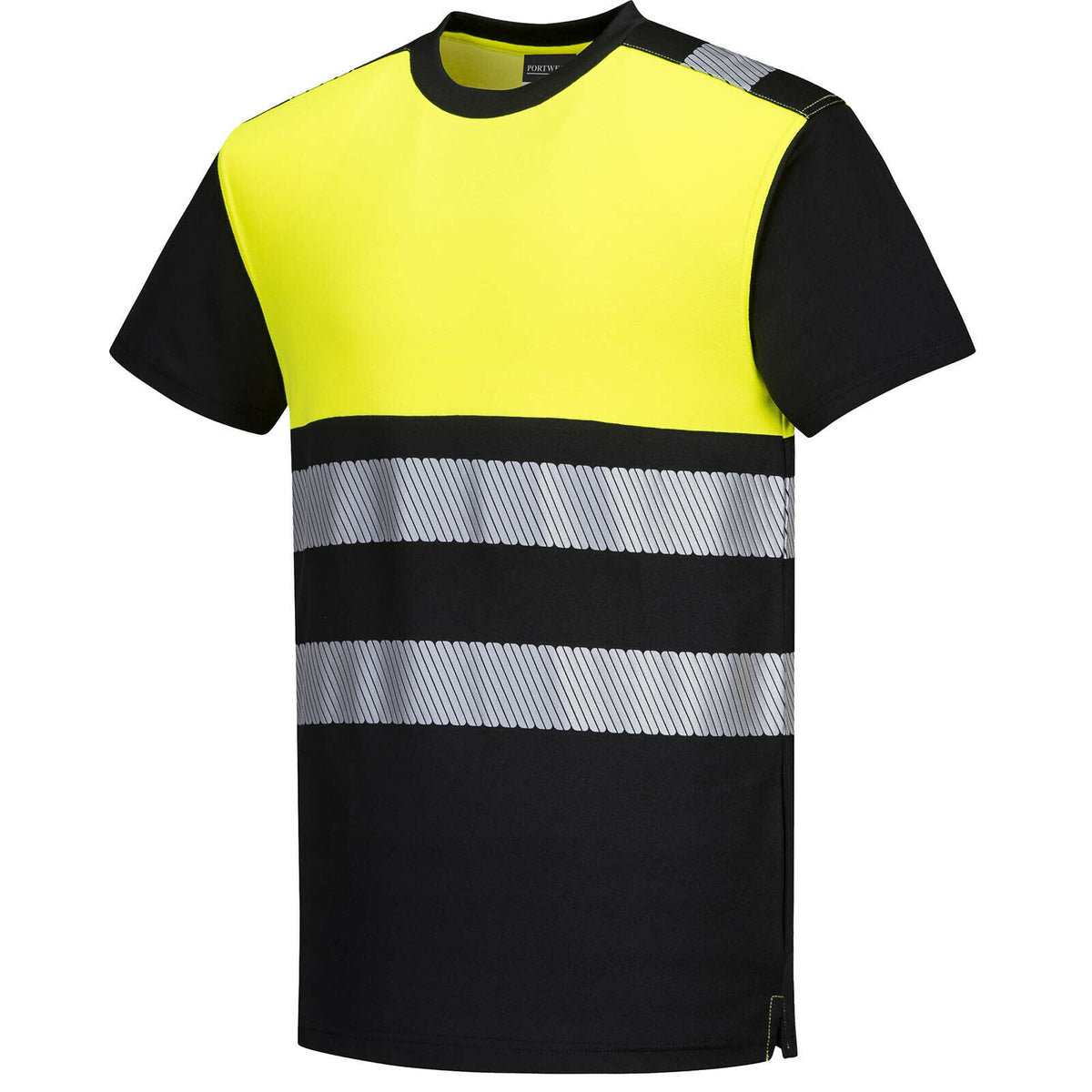 Men's Hi Vis T-Shirt Reflective High Viz Work Tee Fluorescent Moisture Wicking - Hamtons Direct